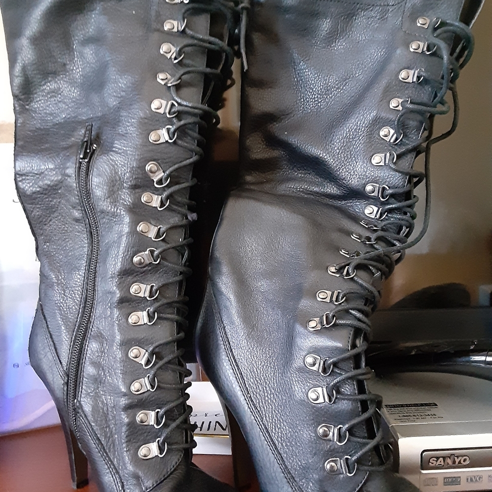 Aldo knee high black military  style boot